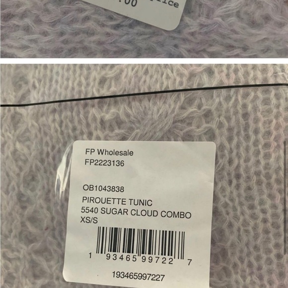 Free People Women's NWT Knit Cowl Pirouette Tunic in Sugar Cloud Combo Size M/L - Picture 7 of 8